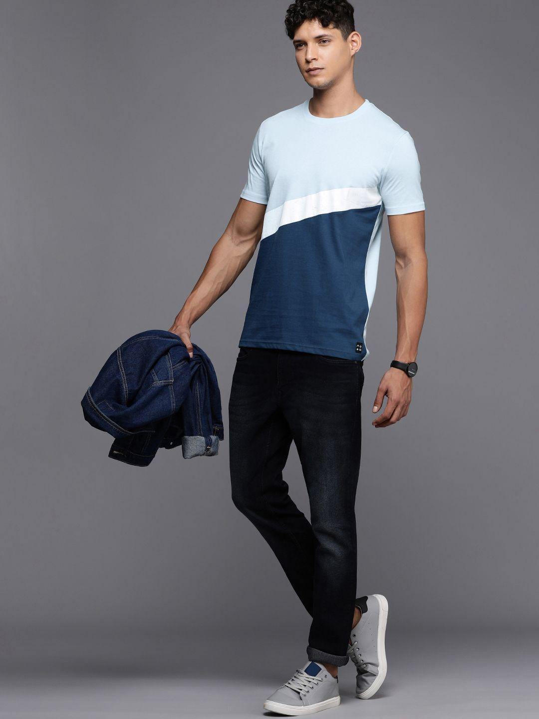 wrogn colourblocked round neck t-shirt