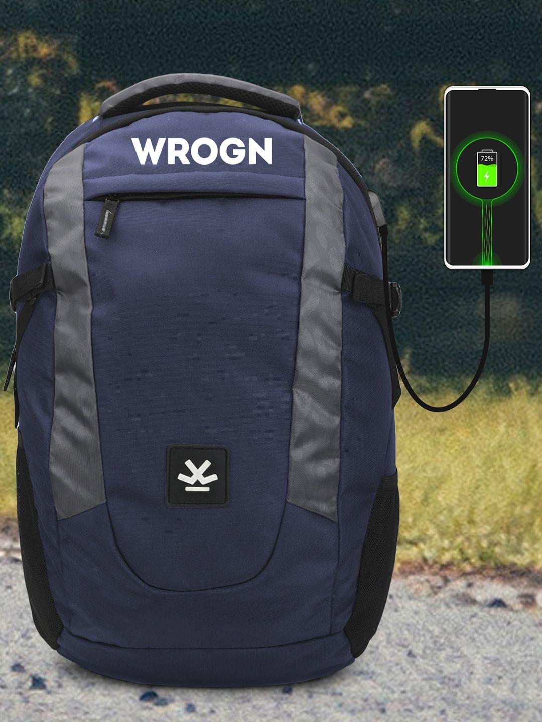 wrogn ergonomic water resistant backpack with reflective strip & rain cover