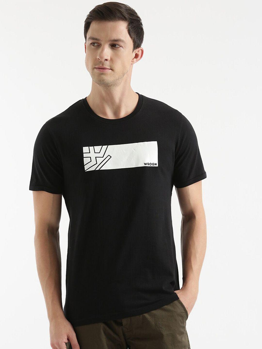 wrogn graphic printed slim fit cotton t-shirt