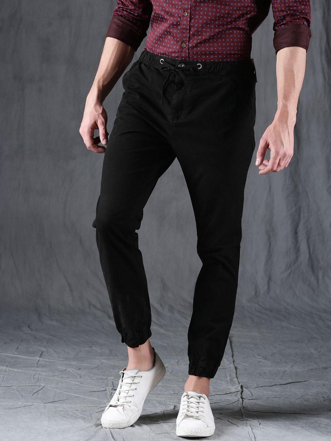 wrogn men black denim joggers