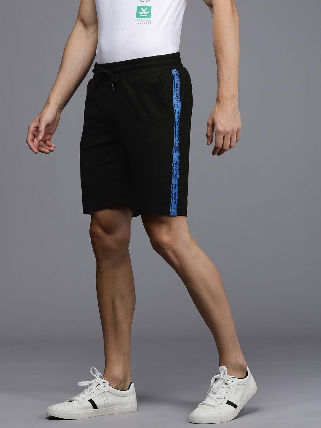 wrogn men black printed shorts