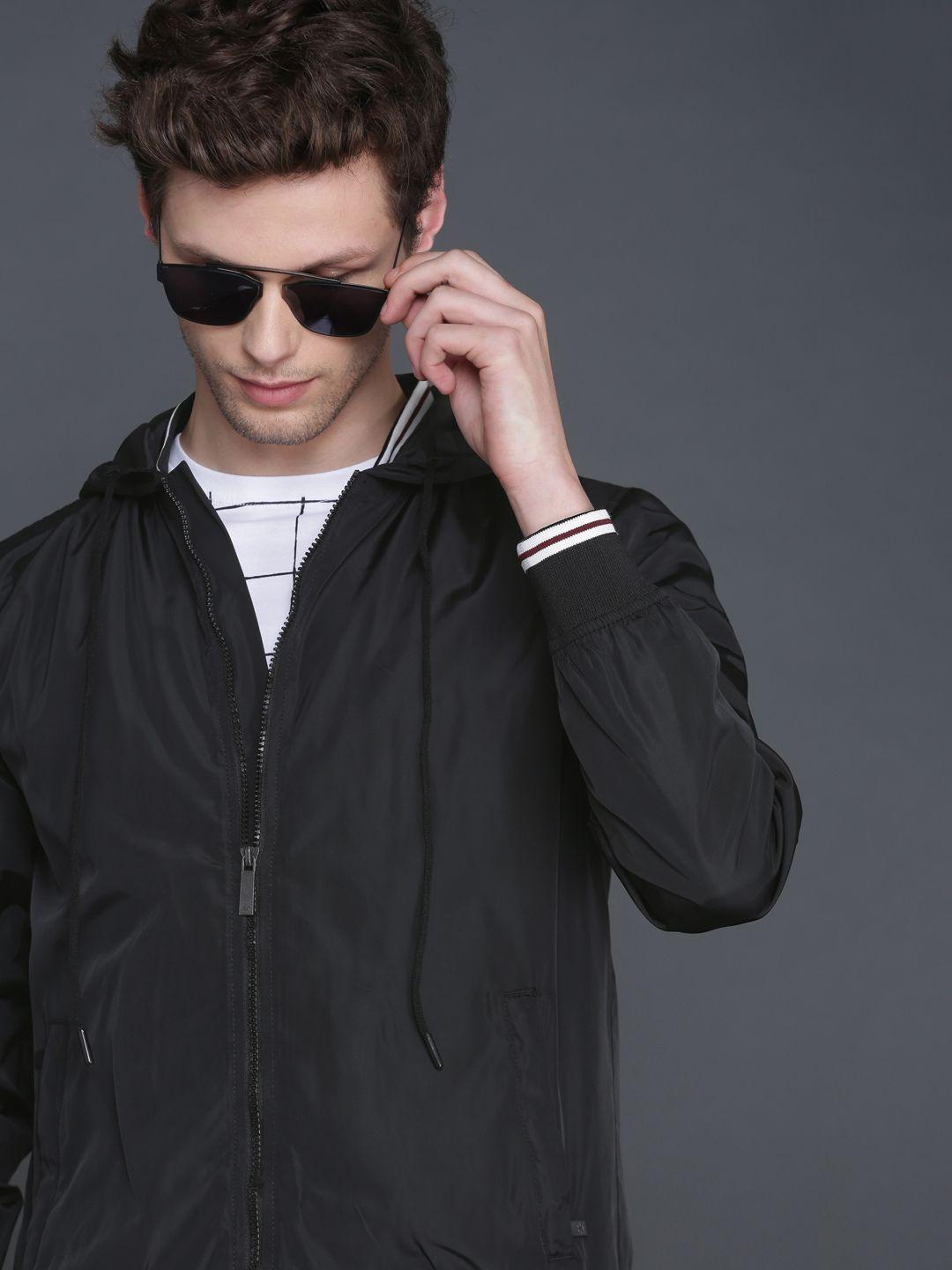 wrogn men black solid bomber jacket