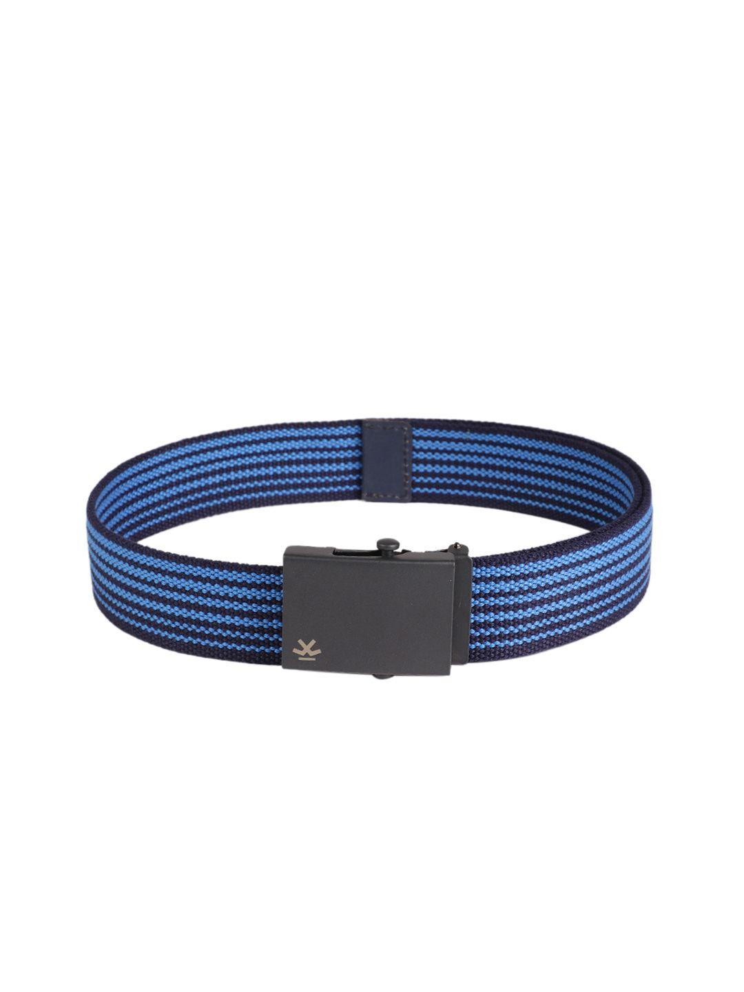 wrogn men blue & black striped belt