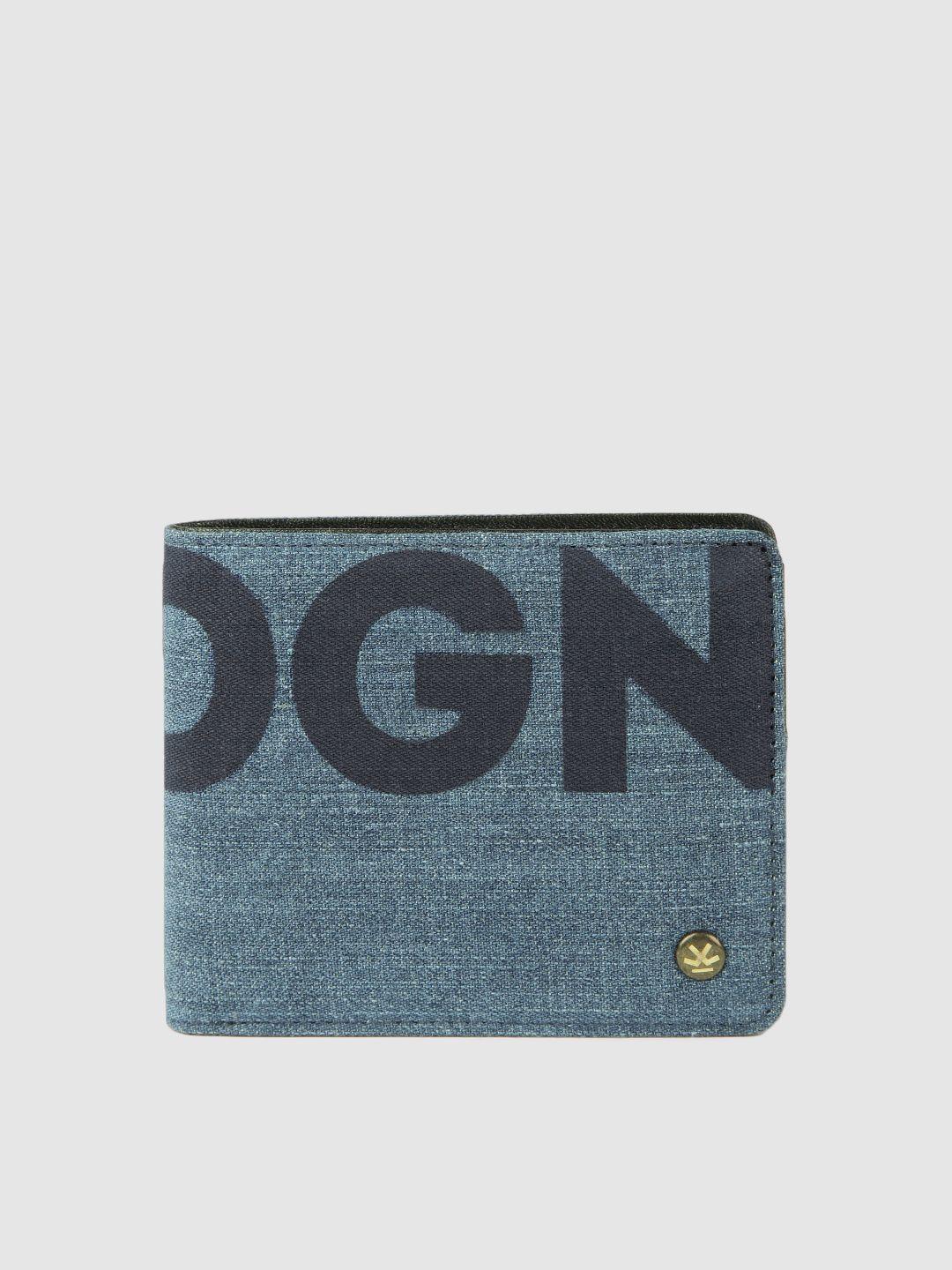 wrogn men blue printed two fold wallet