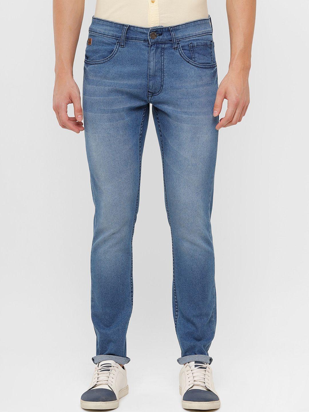 wrogn men blue tapered fit heavy fade jeans