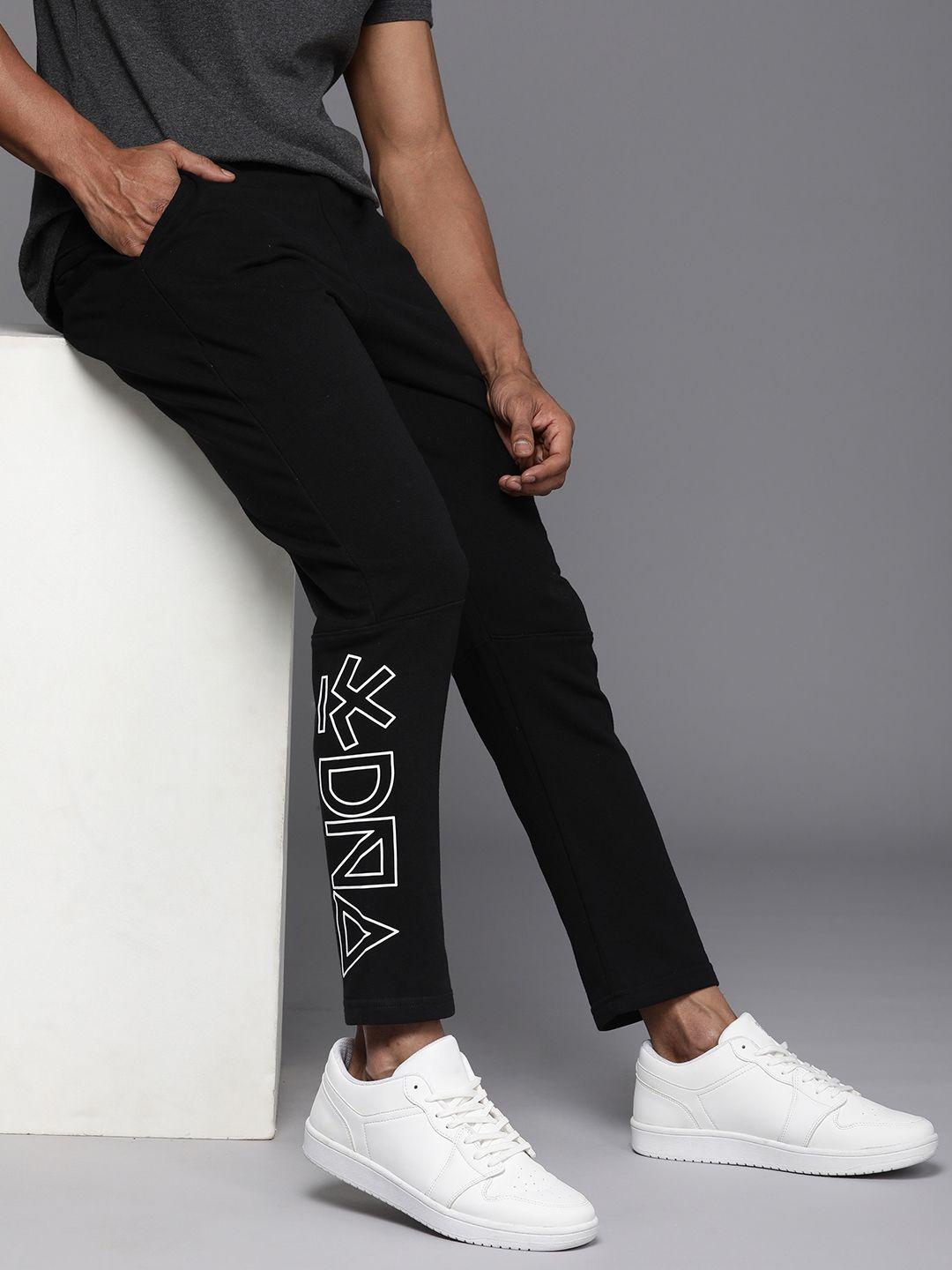 wrogn men brand logo printed detail regular fit track pants