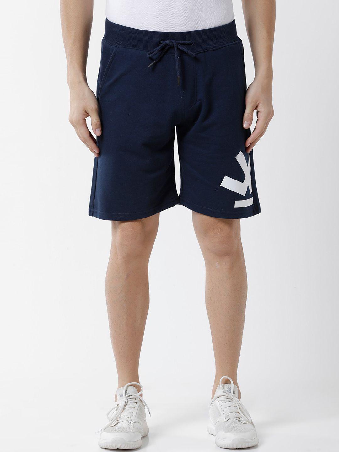 wrogn men brand logo printed slim fit sports shorts