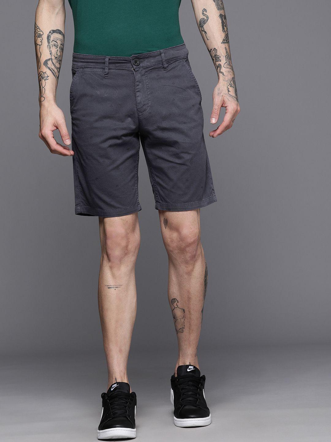 wrogn men charcoal shorts