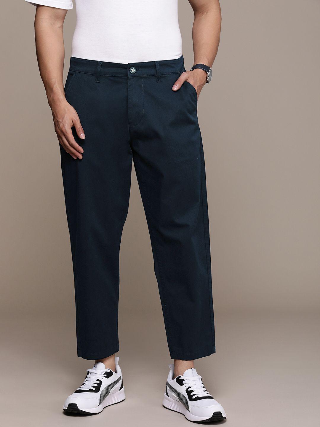 wrogn men chinos crop fit trousers