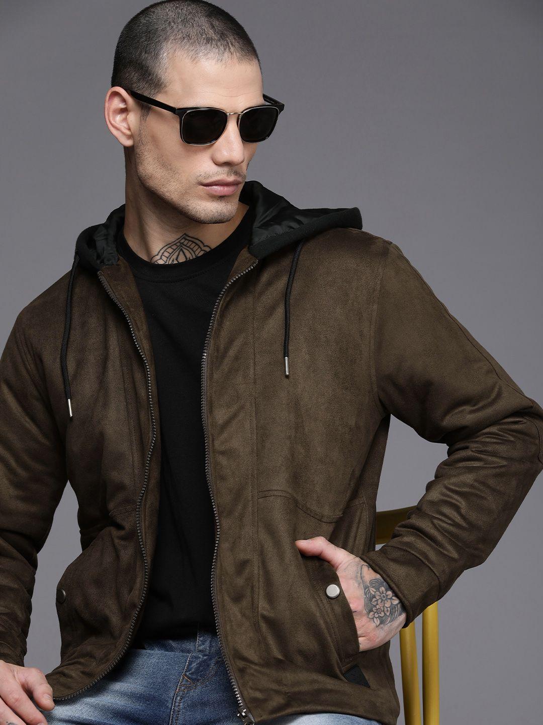 wrogn men coffee brown bomber jacket