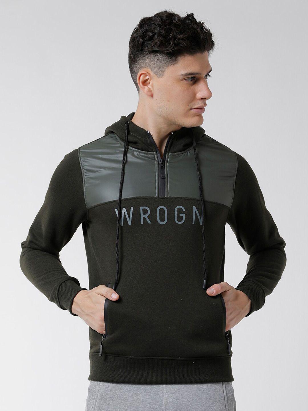 wrogn men colourblocked hooded sweatshirt