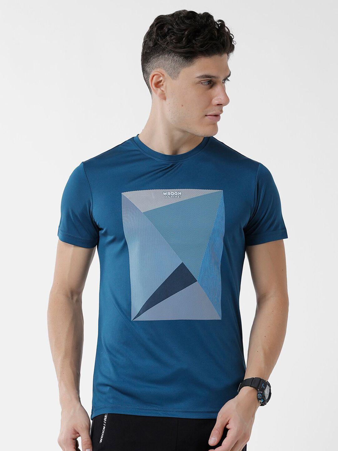 wrogn men colourblocked round neck cotton t-shirt