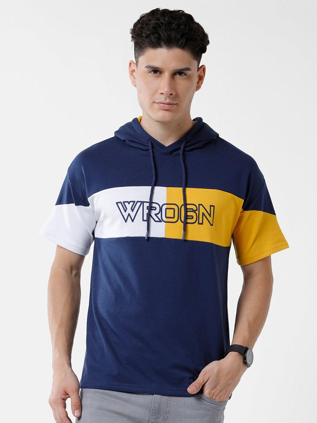 wrogn men colourblocked slim fit t-shirt
