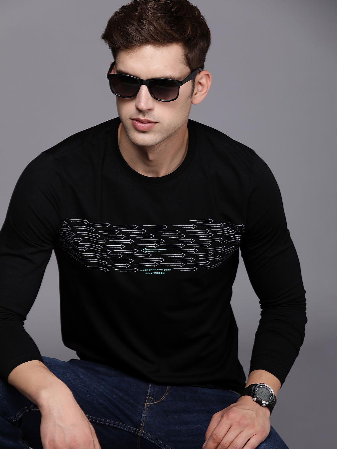 wrogn men geometric printed t-shirt