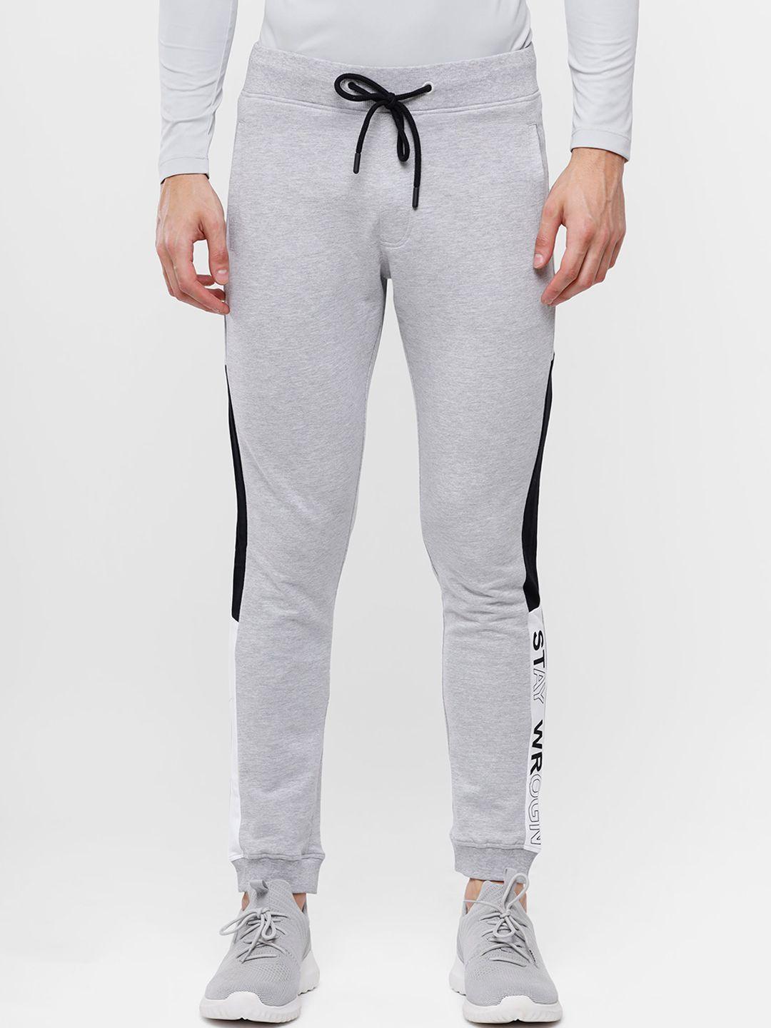 wrogn men grey cotton joggers