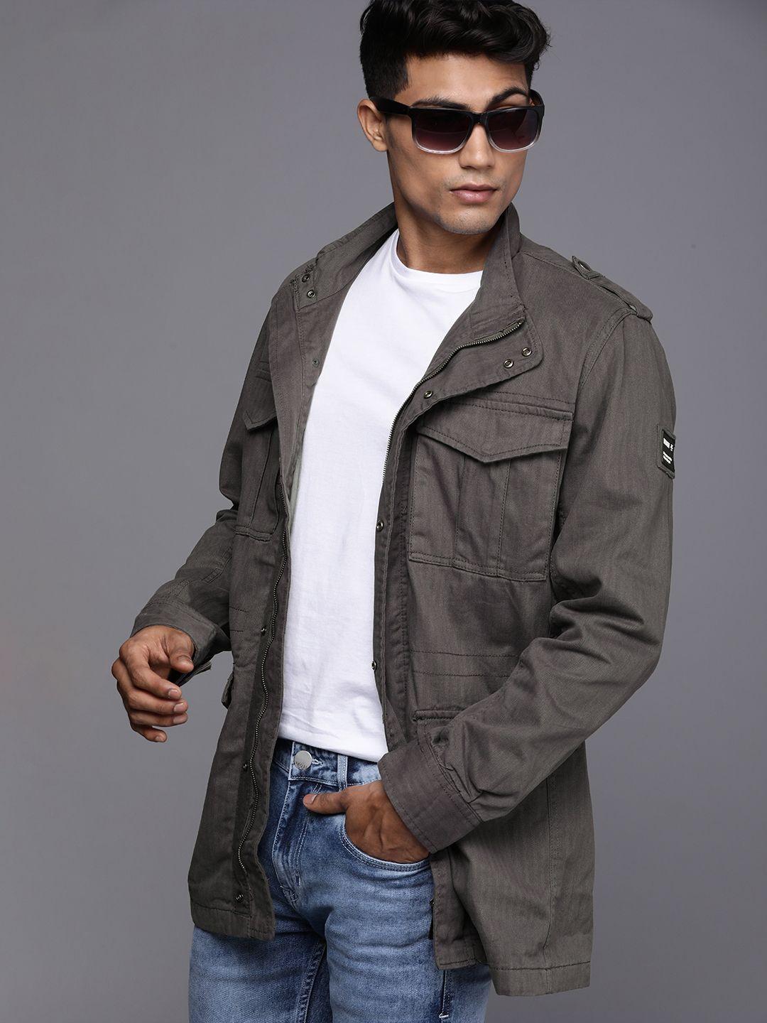 wrogn men grey longline tailored jacket