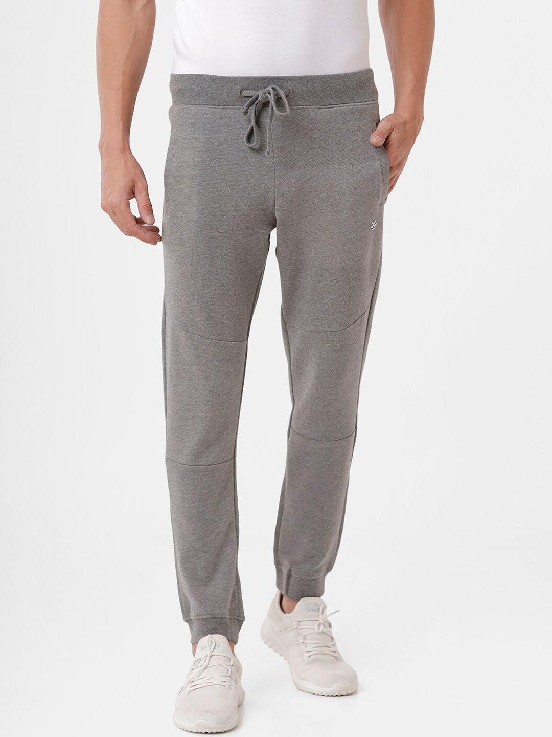 wrogn men grey melange solid joggers