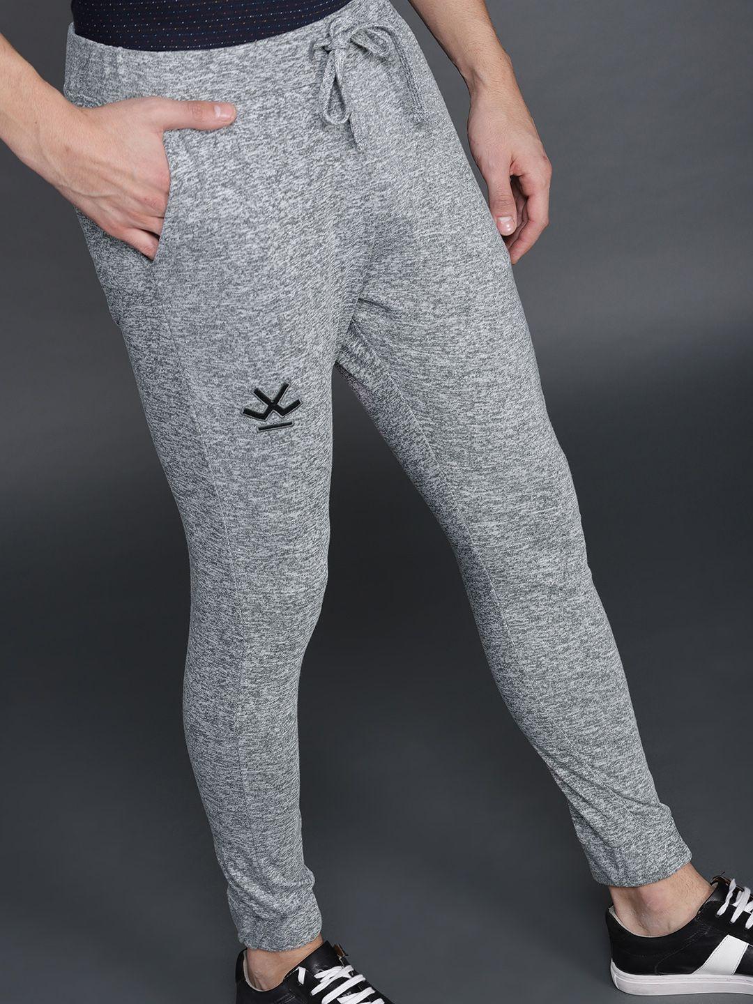 wrogn men grey regular fit solid joggers