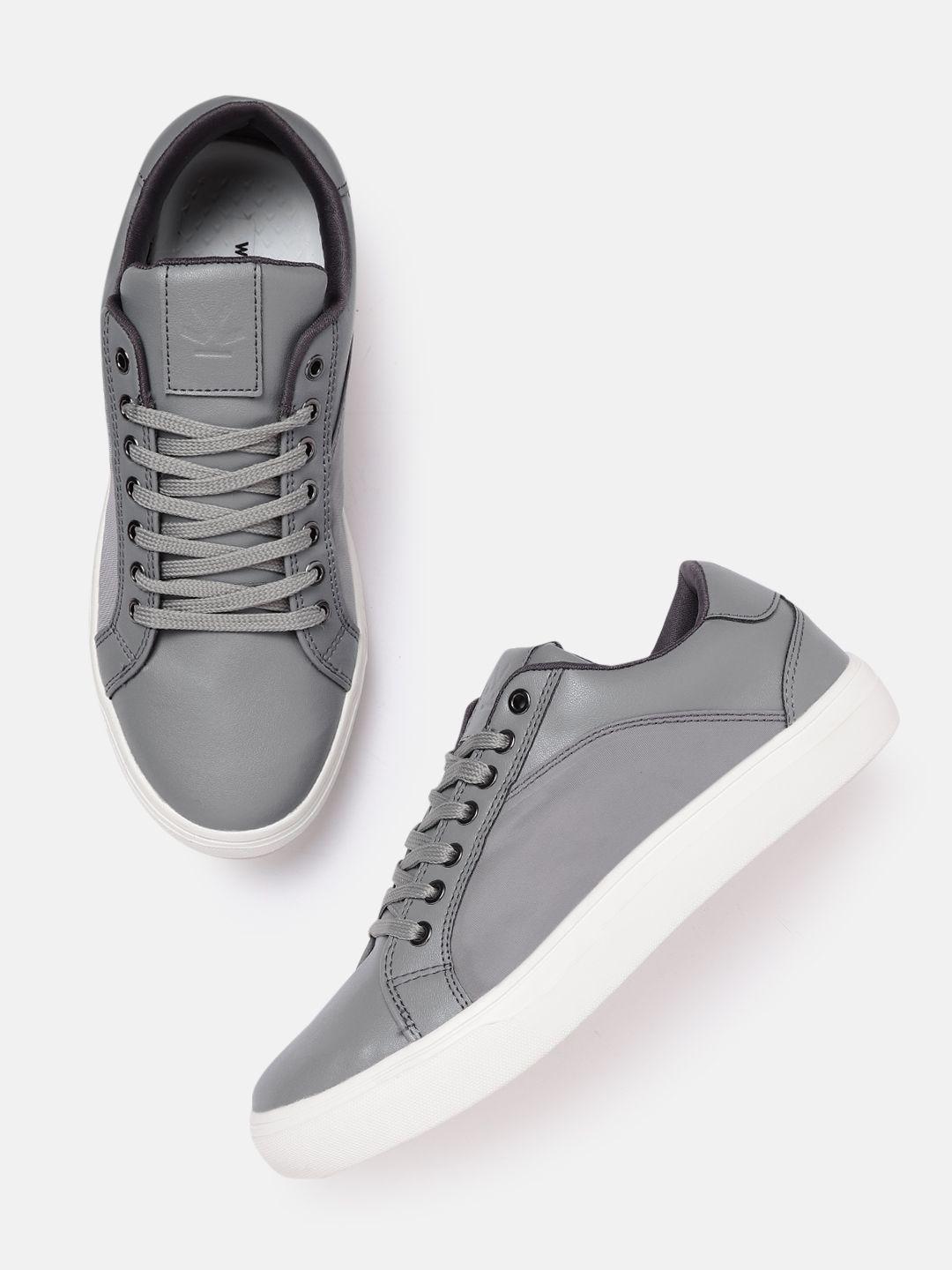 wrogn men grey solid sneakers