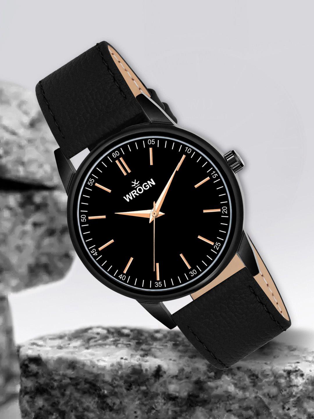 wrogn men leather straps analogue watch hobwrg0432