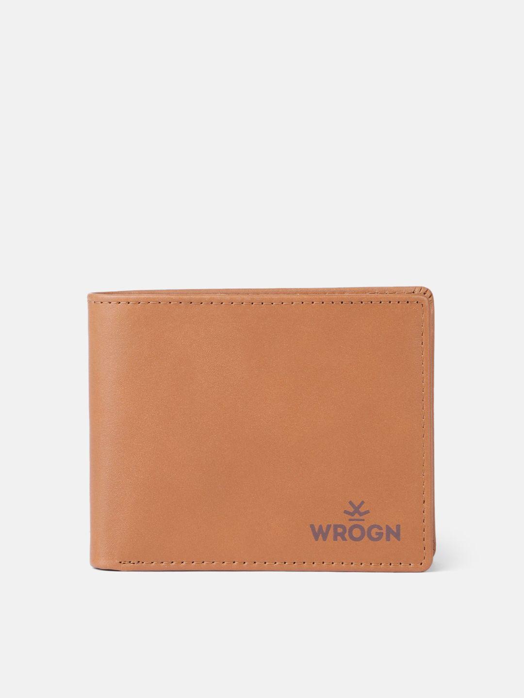 wrogn men leather two fold wallet