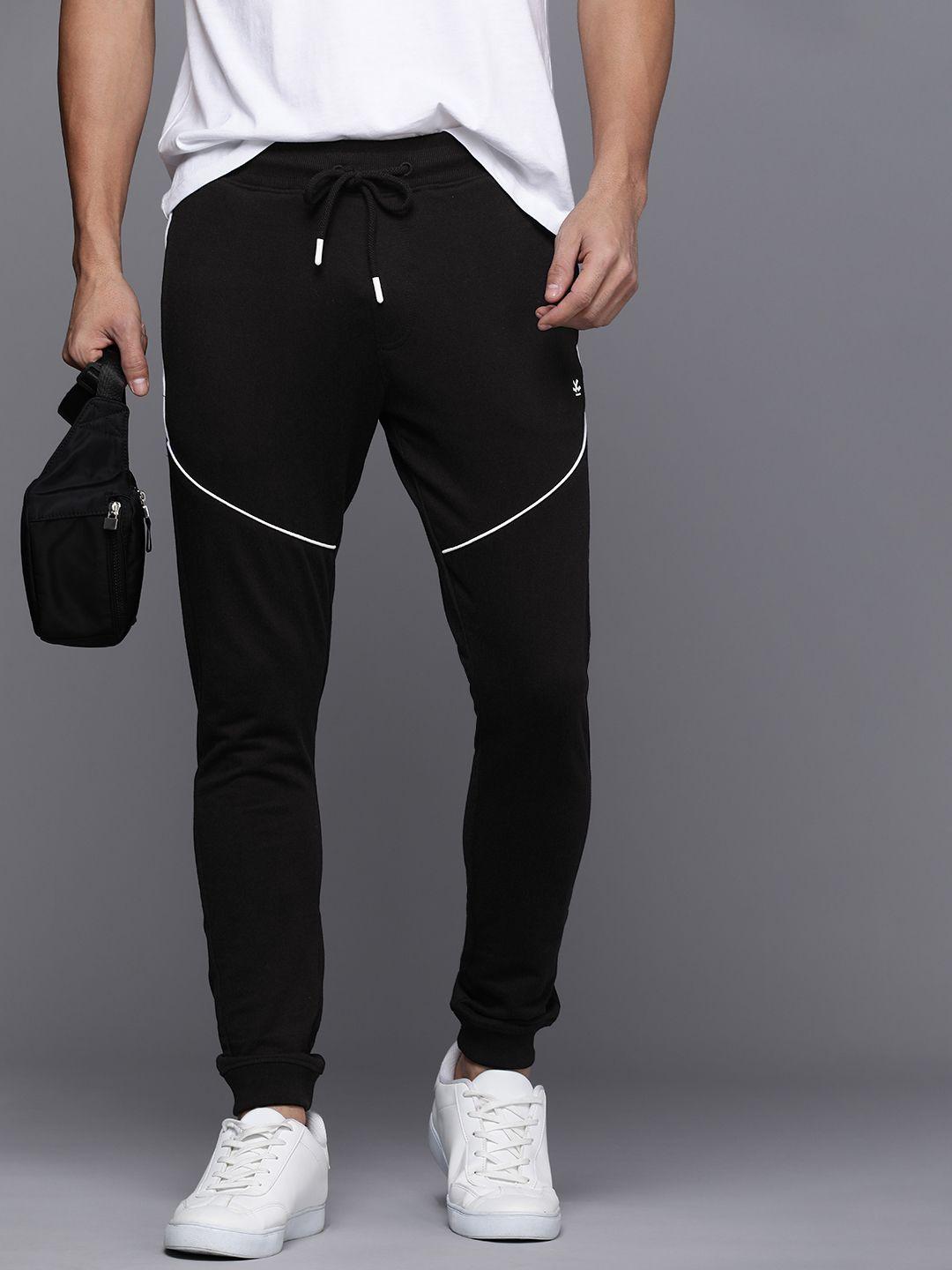 wrogn men mid-rise joggers with drawstring closure