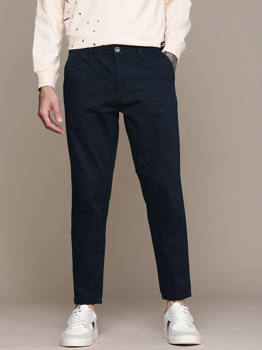 wrogn men mid-rise pure cotton chinos