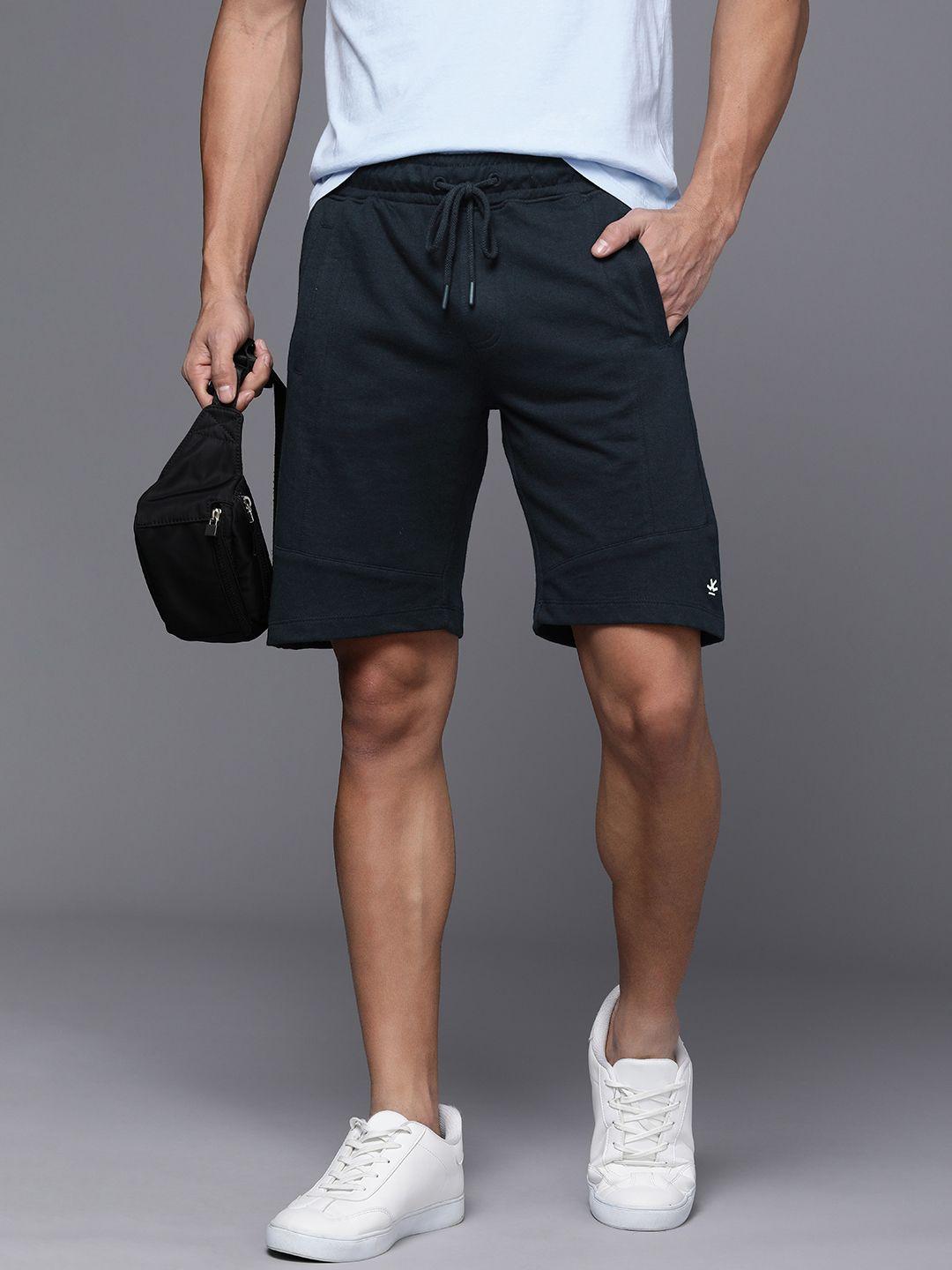 wrogn men mid-rise shorts with drawstring closure