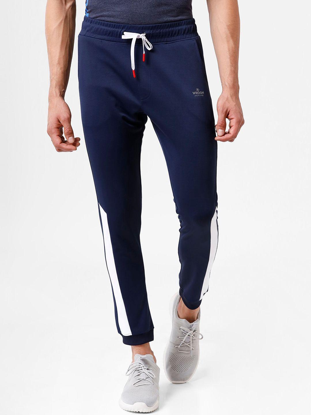 wrogn men navy blue joggers trousers