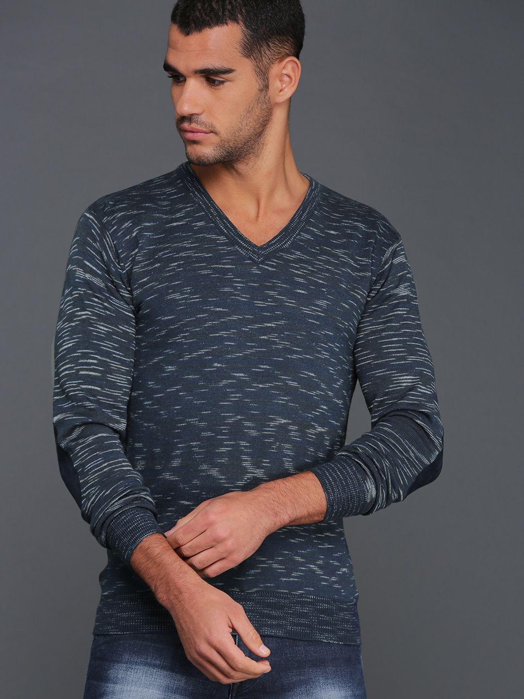 wrogn men navy self design pullover