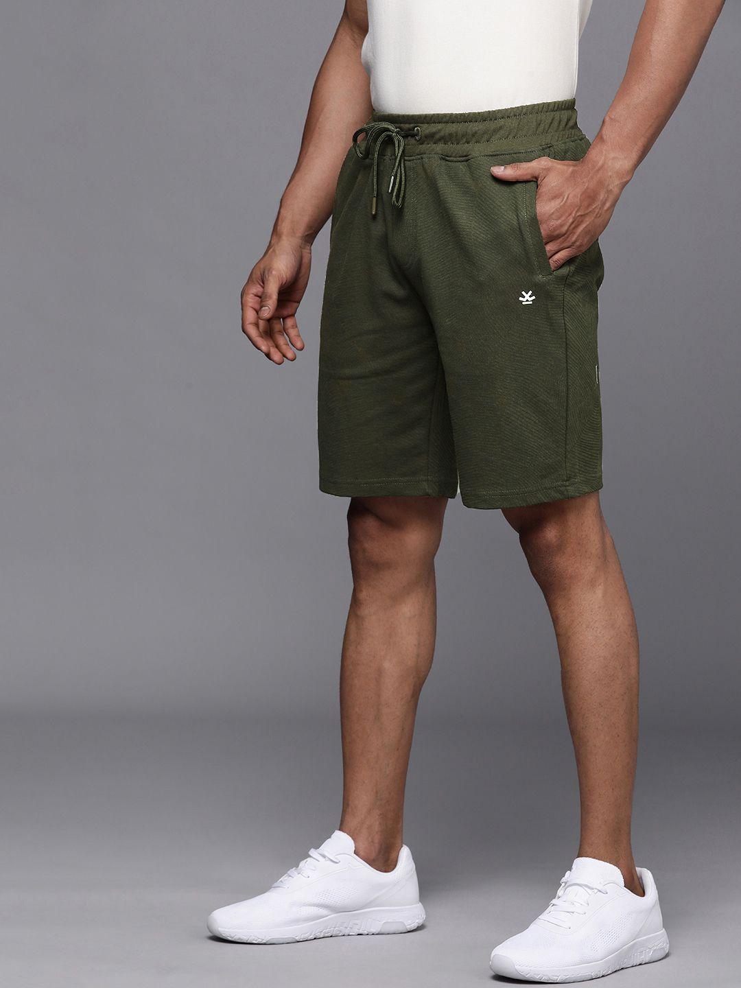 wrogn men olive green casual shorts
