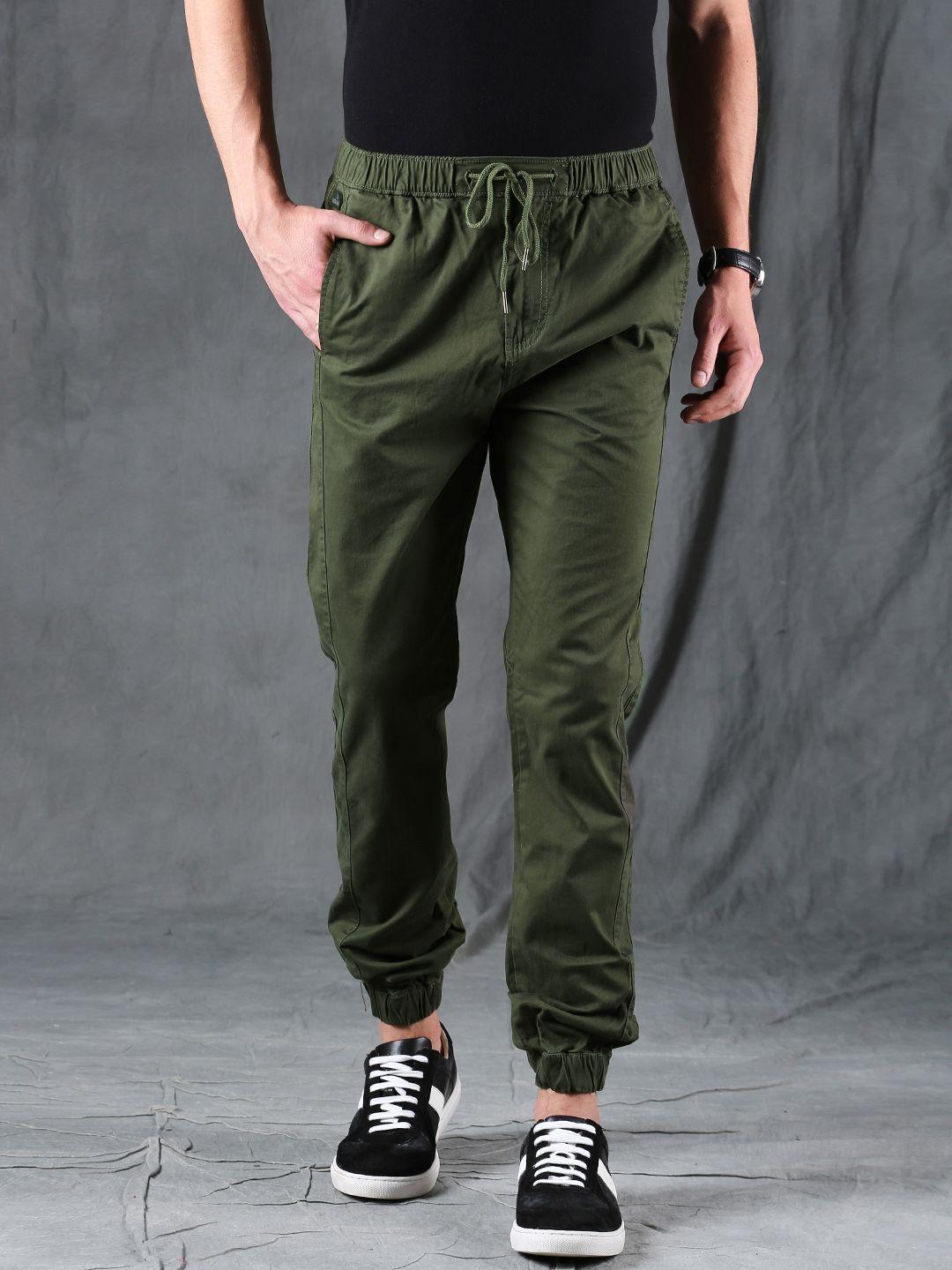 wrogn men olive green joggers