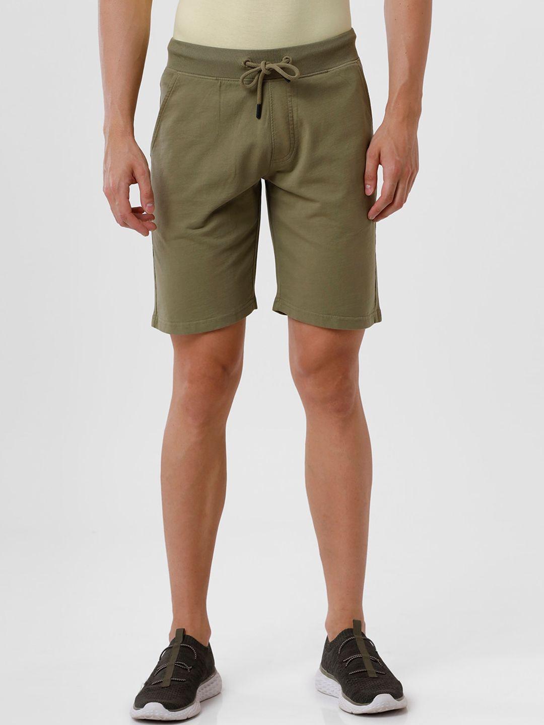 wrogn men olive green sports shorts