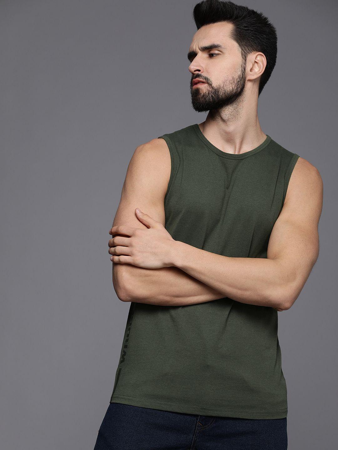 wrogn men olive green t-shirt