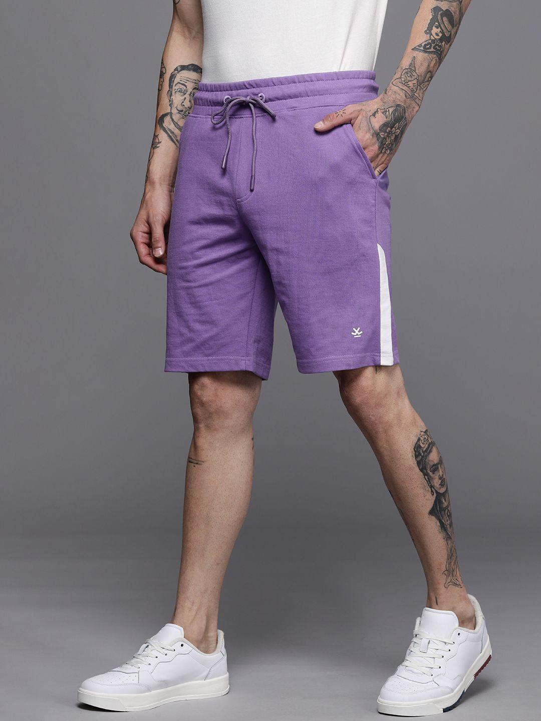 wrogn men purple shorts