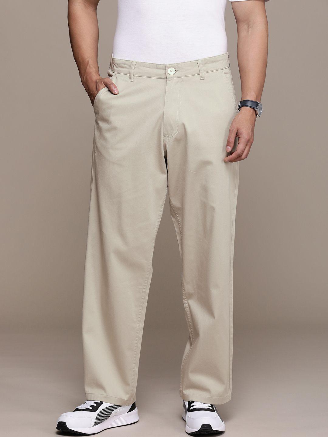 wrogn men relaxed fit chinos trousers