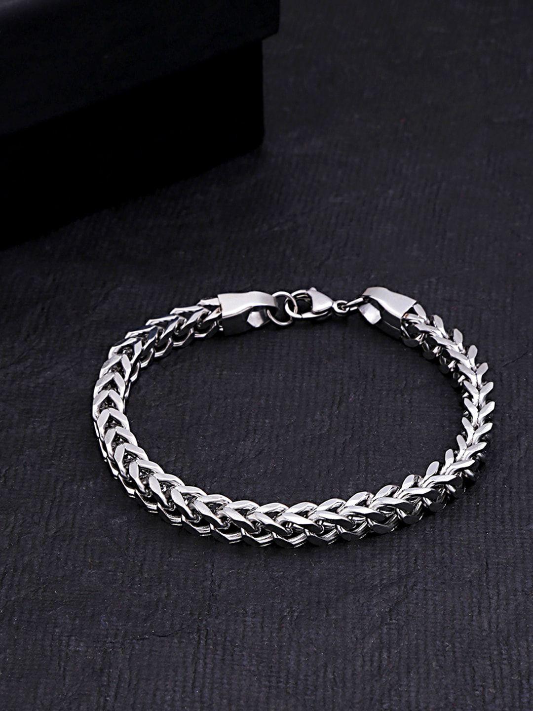 wrogn men rhodium-plated link bracelet