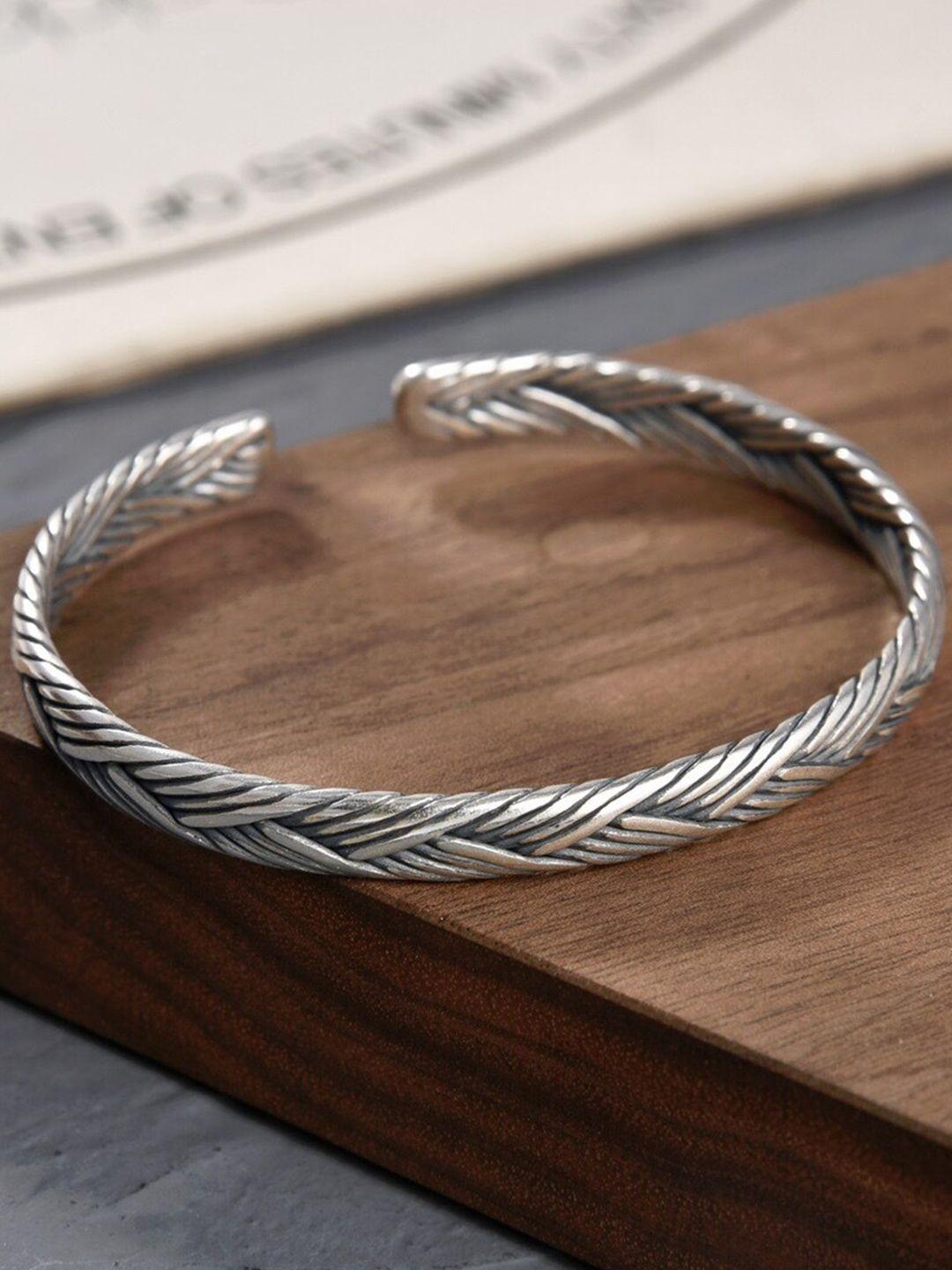 wrogn men silver-plated cuff bracelet