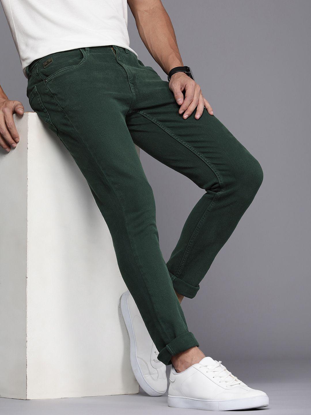 wrogn men skinny fit mid-rise coloured stretchable jeans