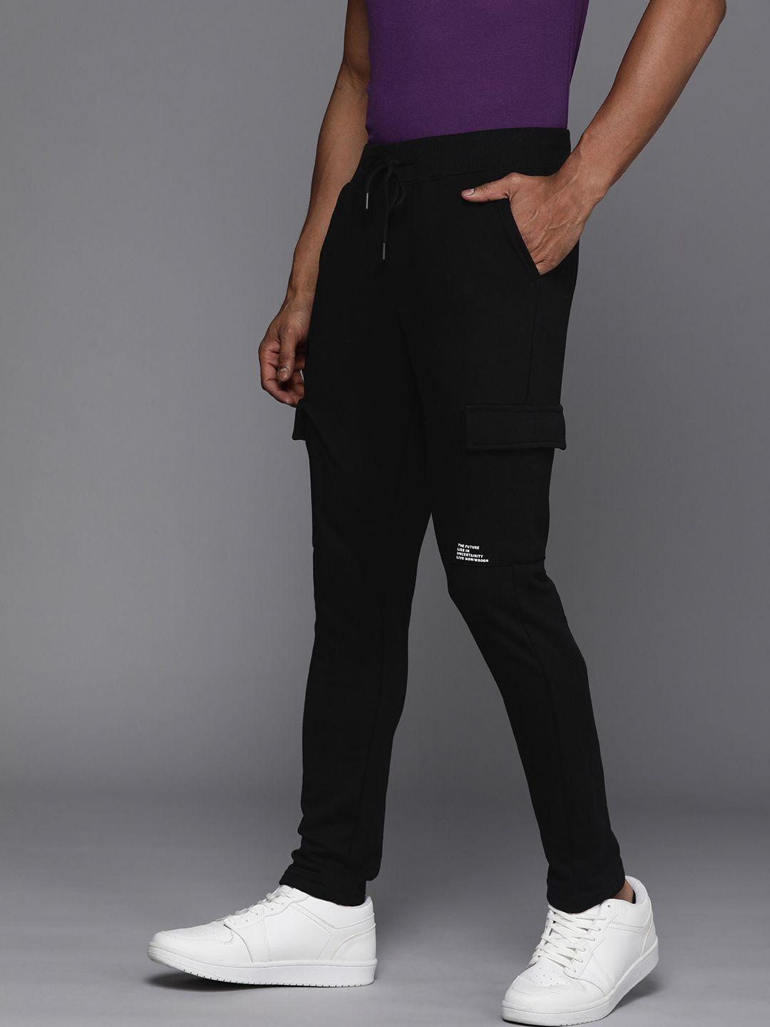 wrogn men solid regular fit track pants