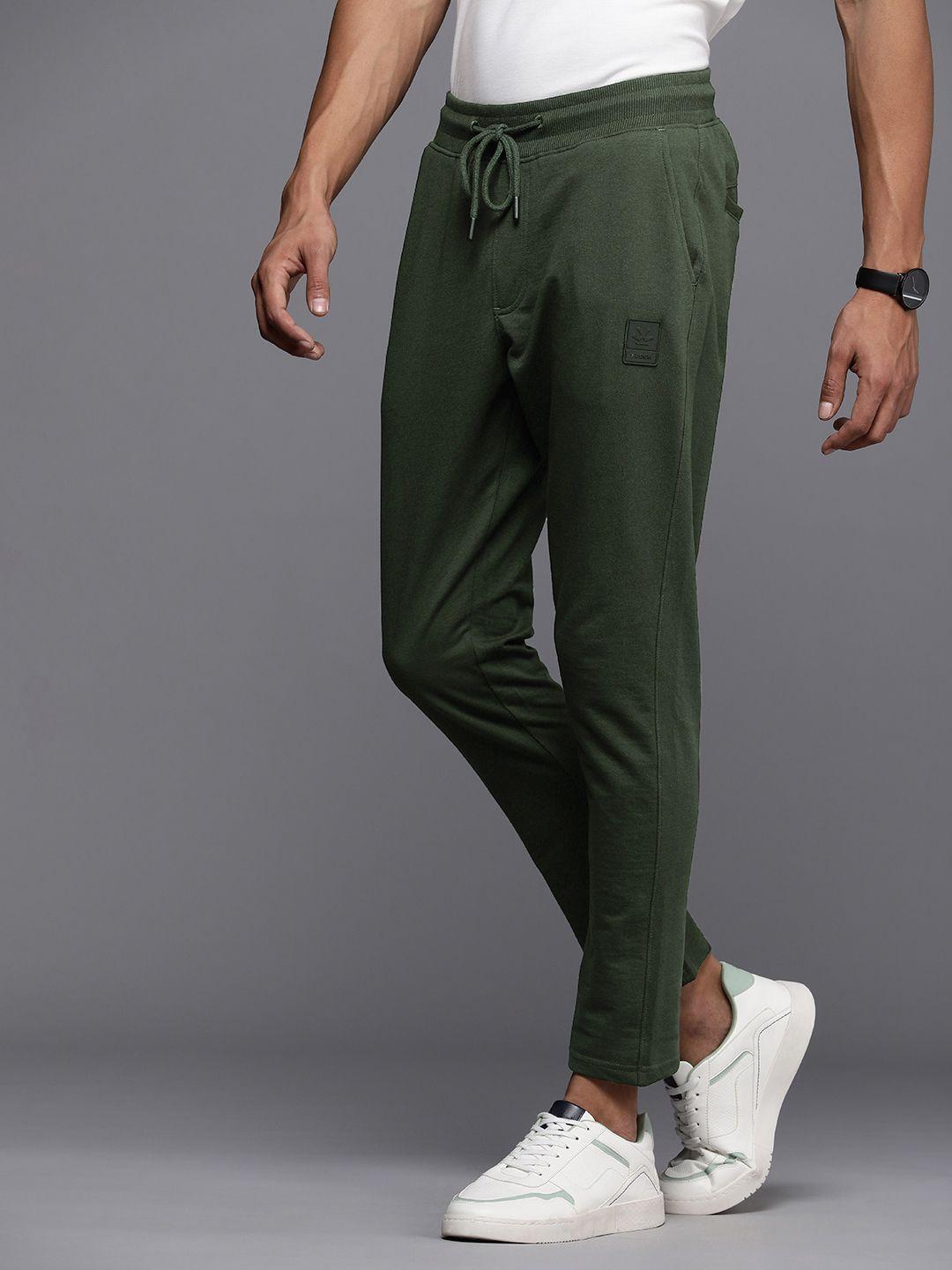 wrogn men solid regular fit track pants