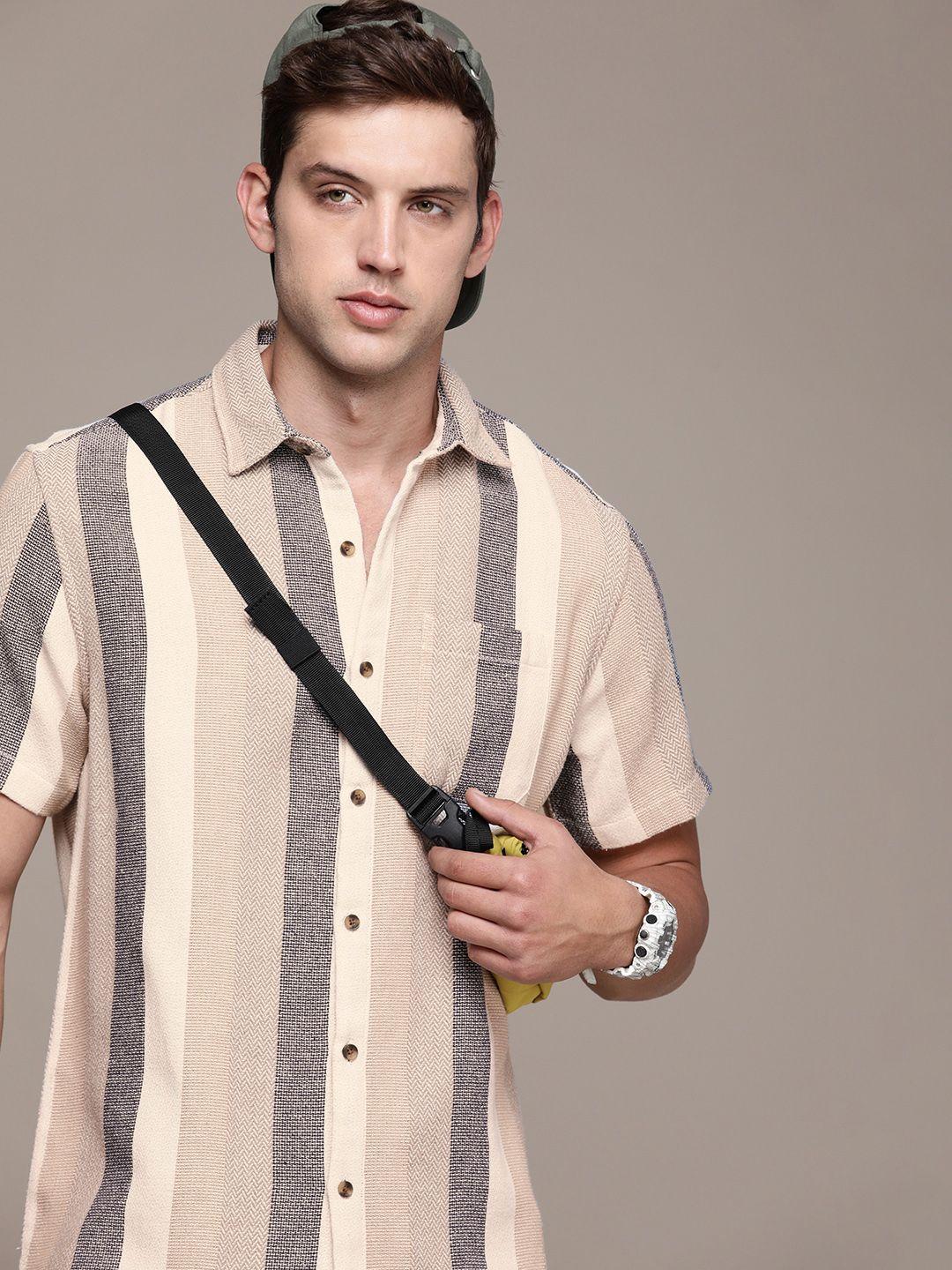 wrogn men striped casual shirt