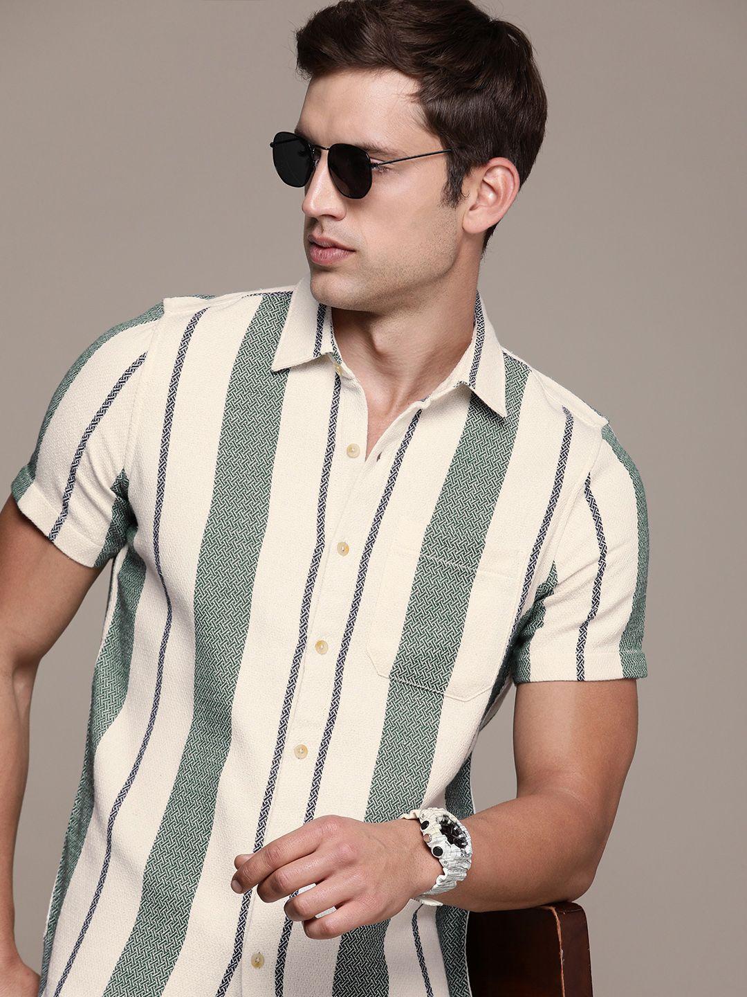 wrogn men striped casual shirt