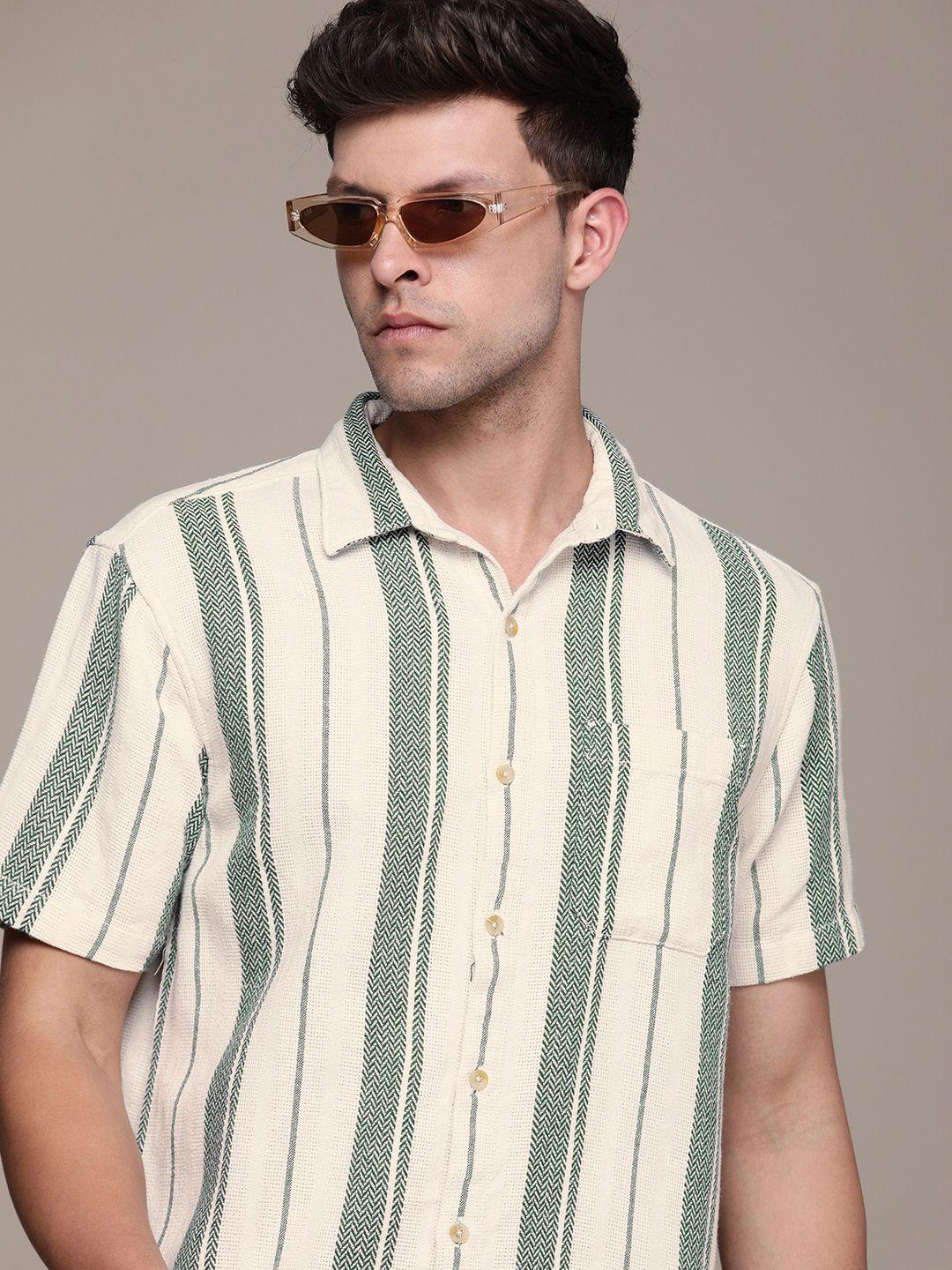 wrogn men striped casual shirt