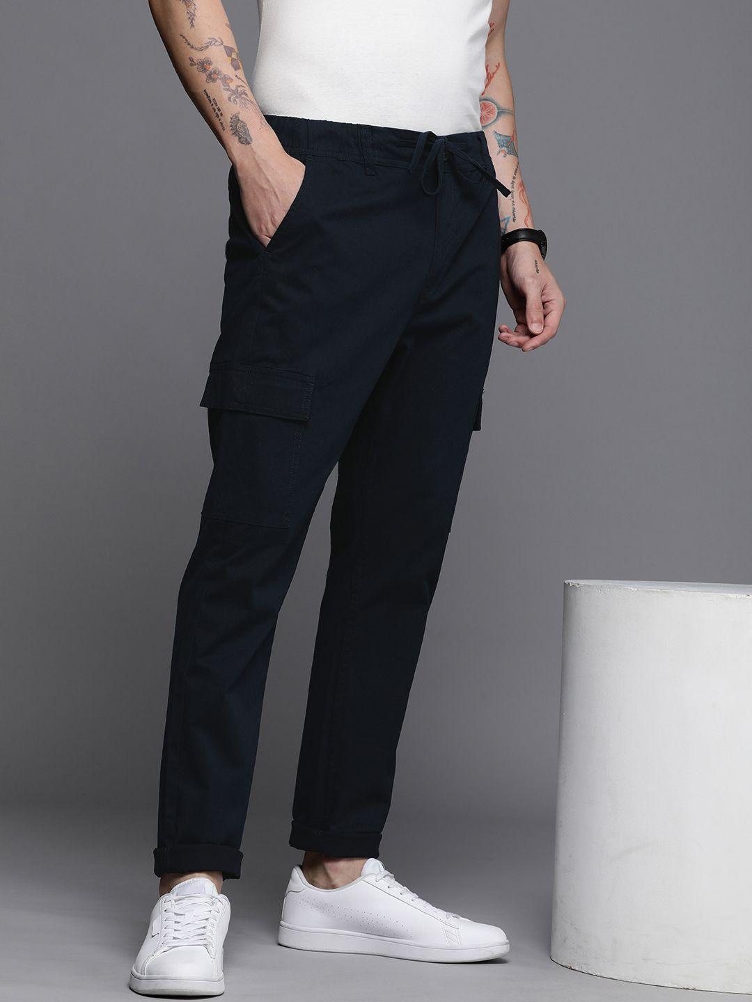 wrogn men tapered fit cargo style trousers