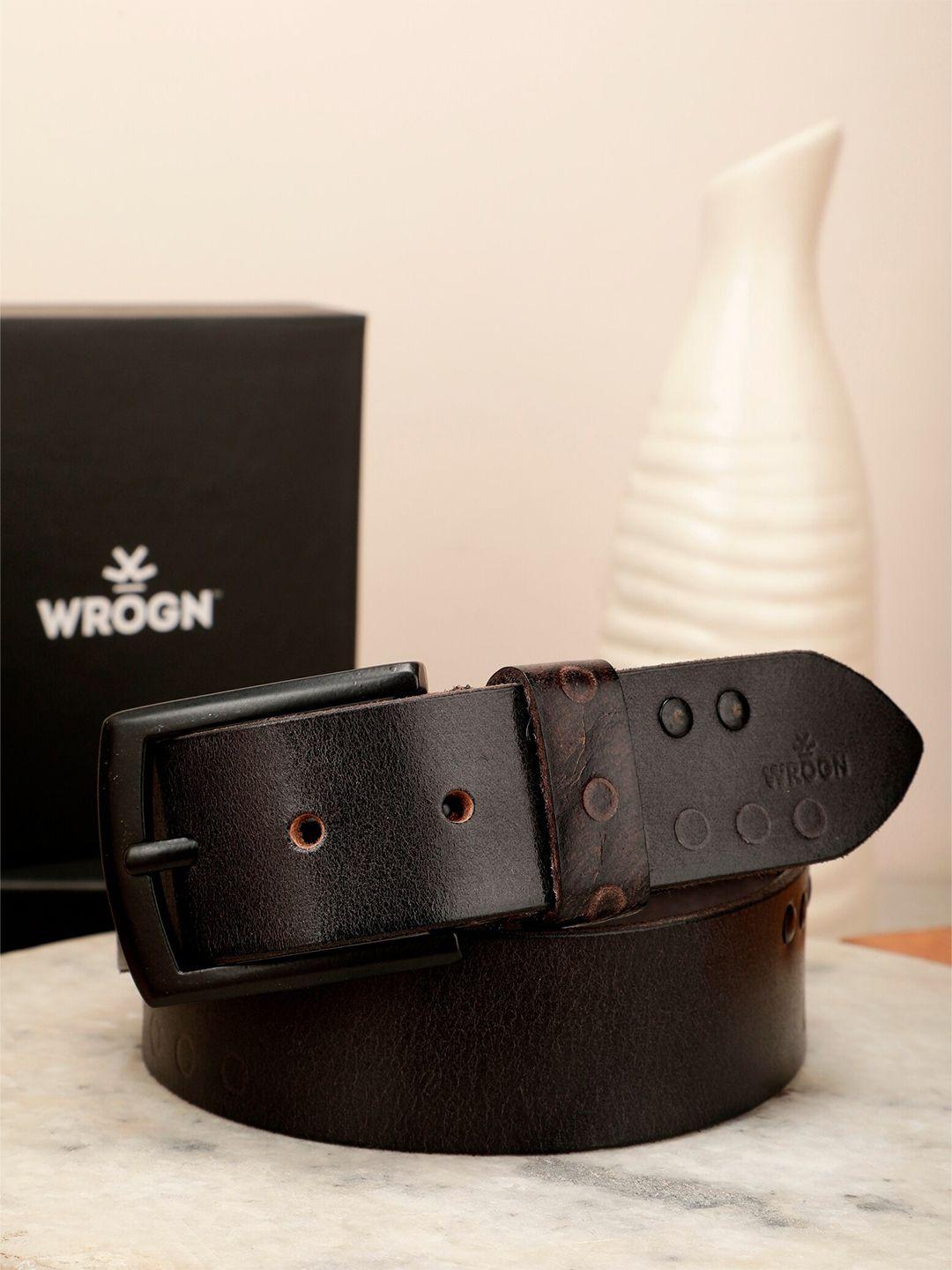 wrogn men textured leather belt