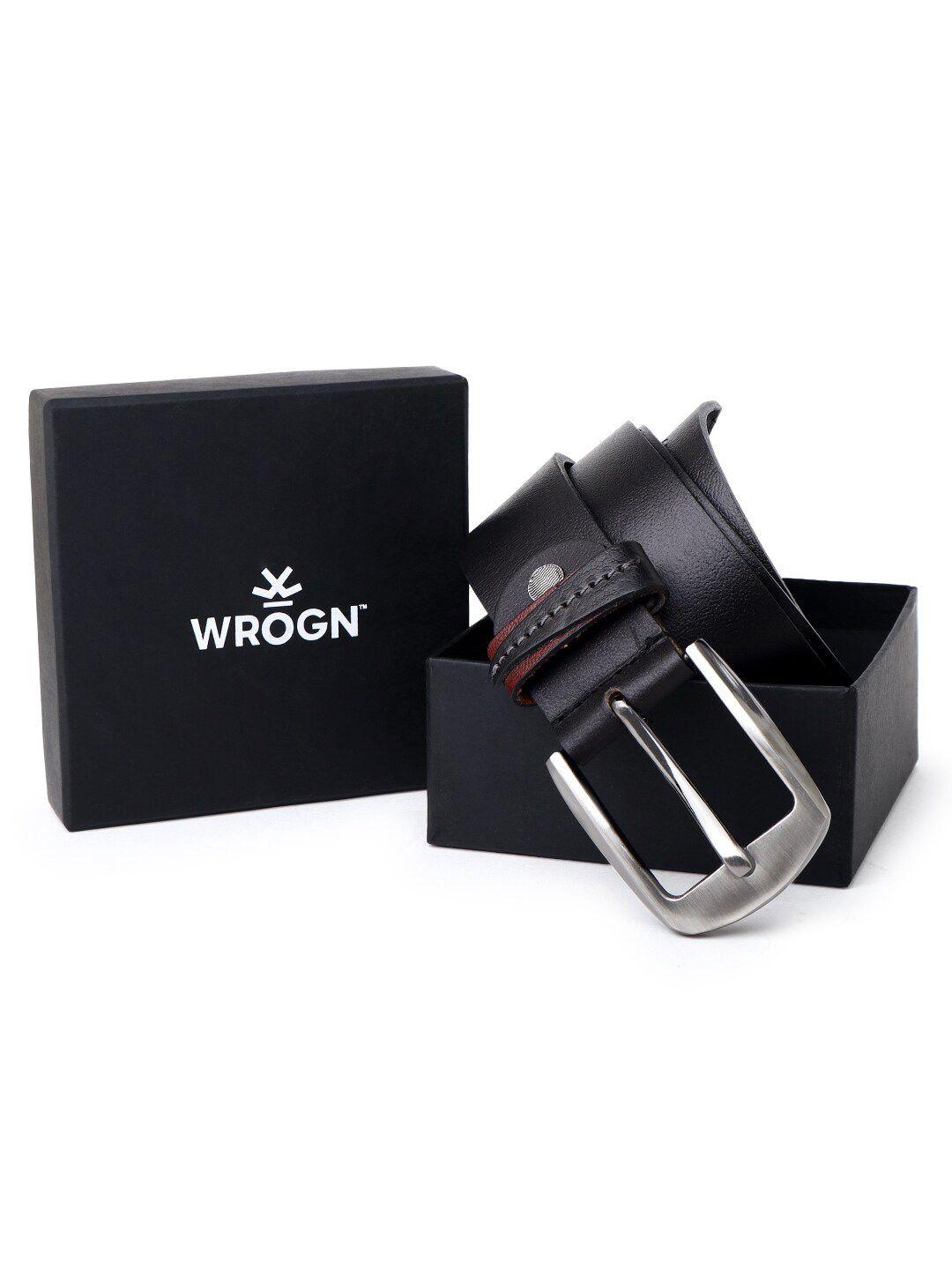 wrogn men textured leather formal belt