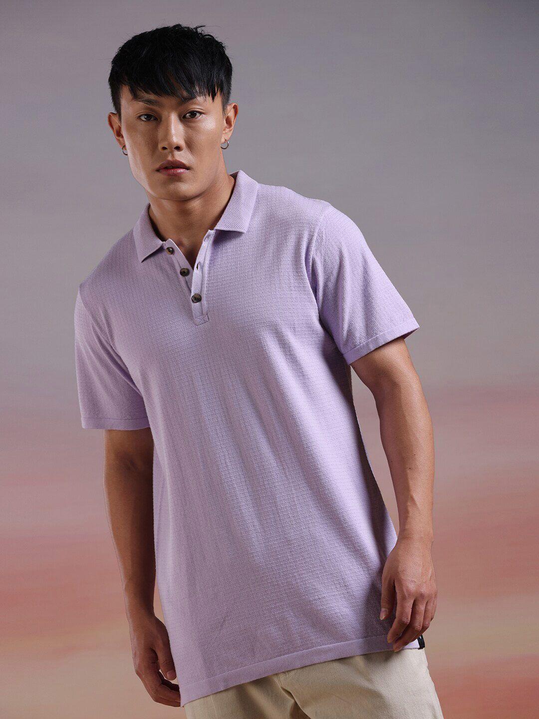 wrogn polo collar short sleeves slim fit t-shirt