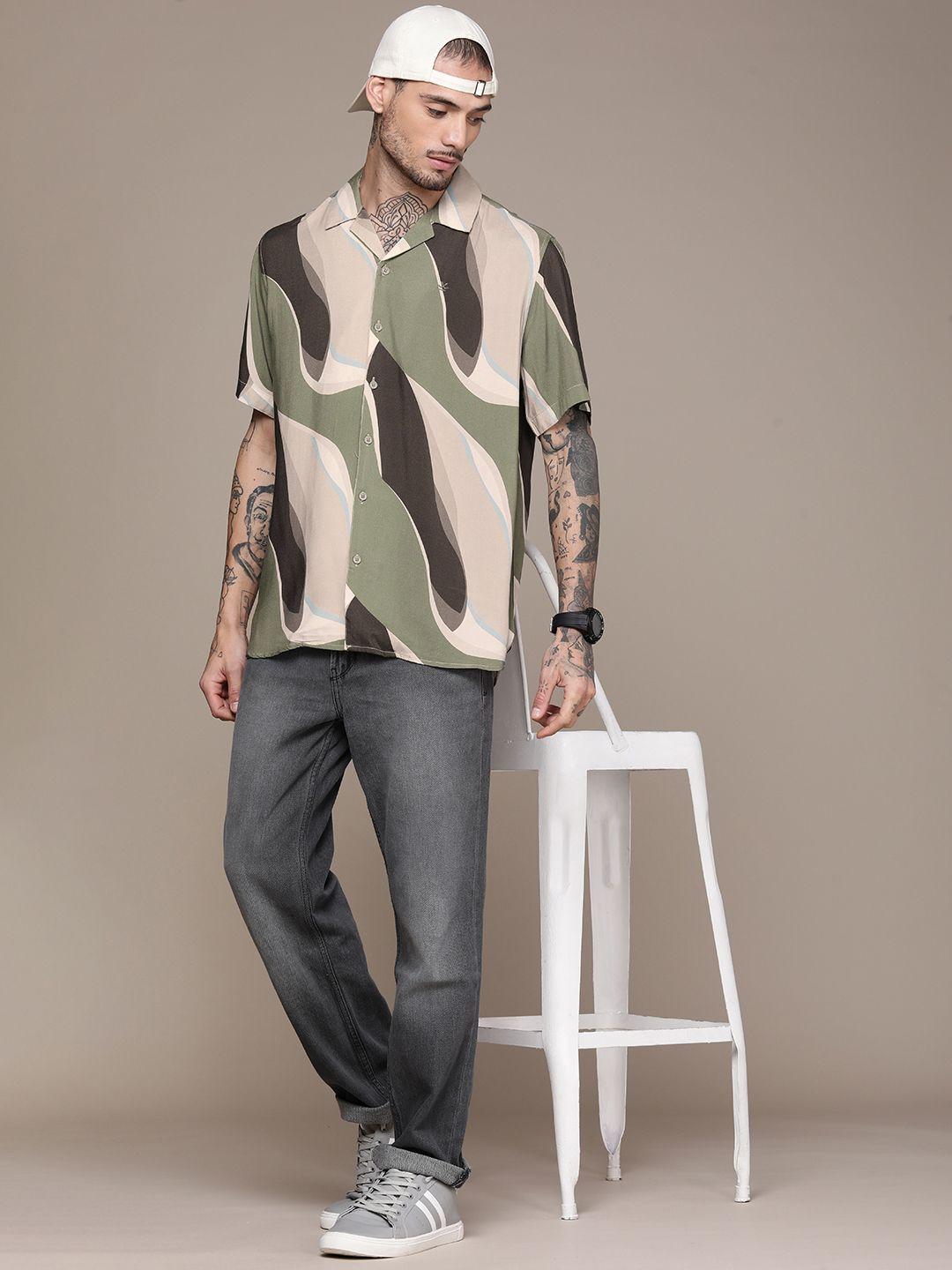 wrogn printed casual shirt