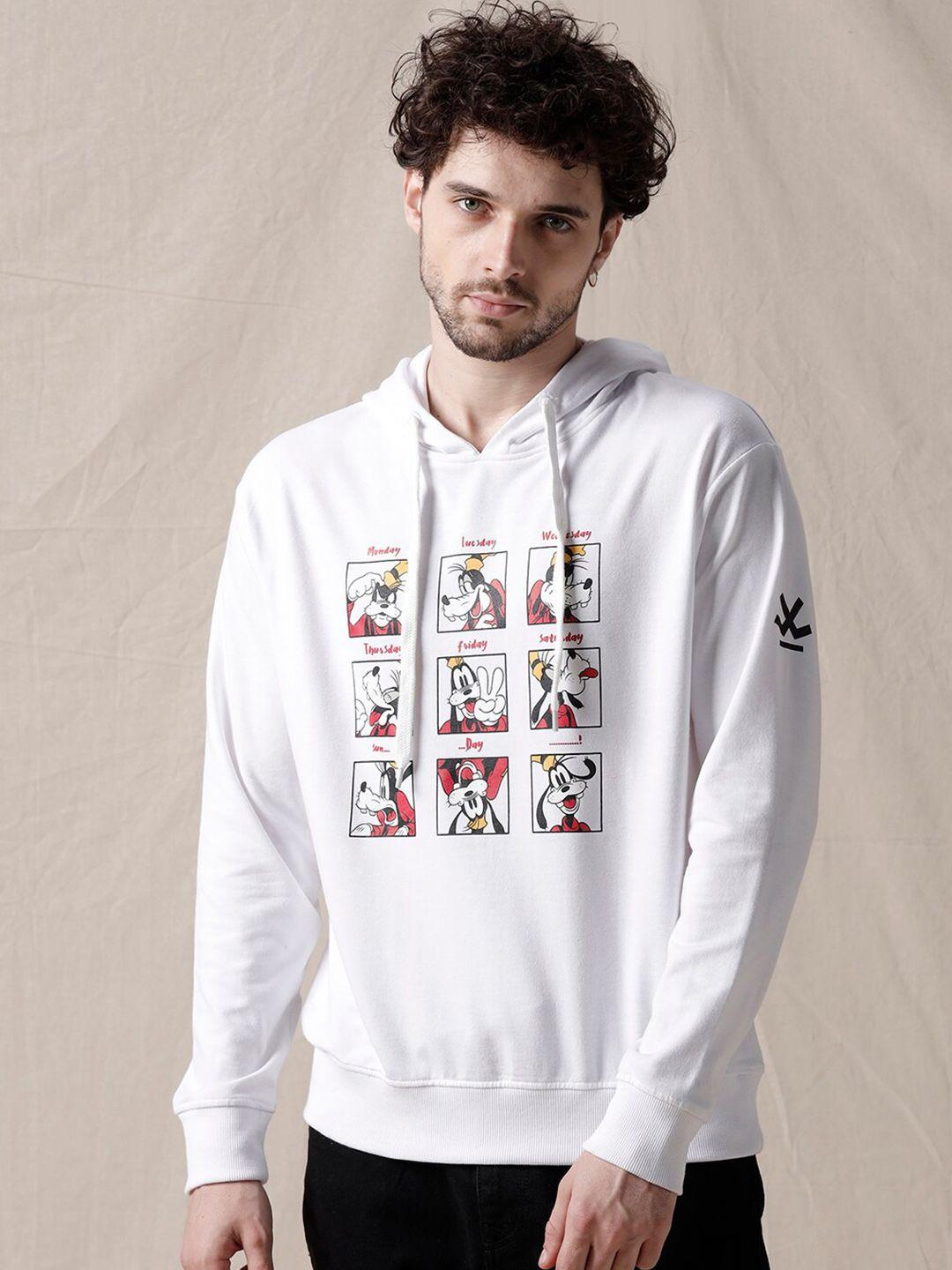 wrogn printed hooded long sleeves pullover sweatshirt